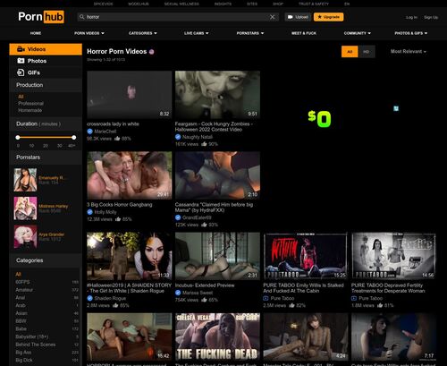 A Review Screenshot of Pornhub Horror